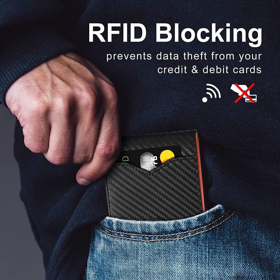 Miesten ohut RFID-lompakko | Nahkainen korttikotelo | Musta