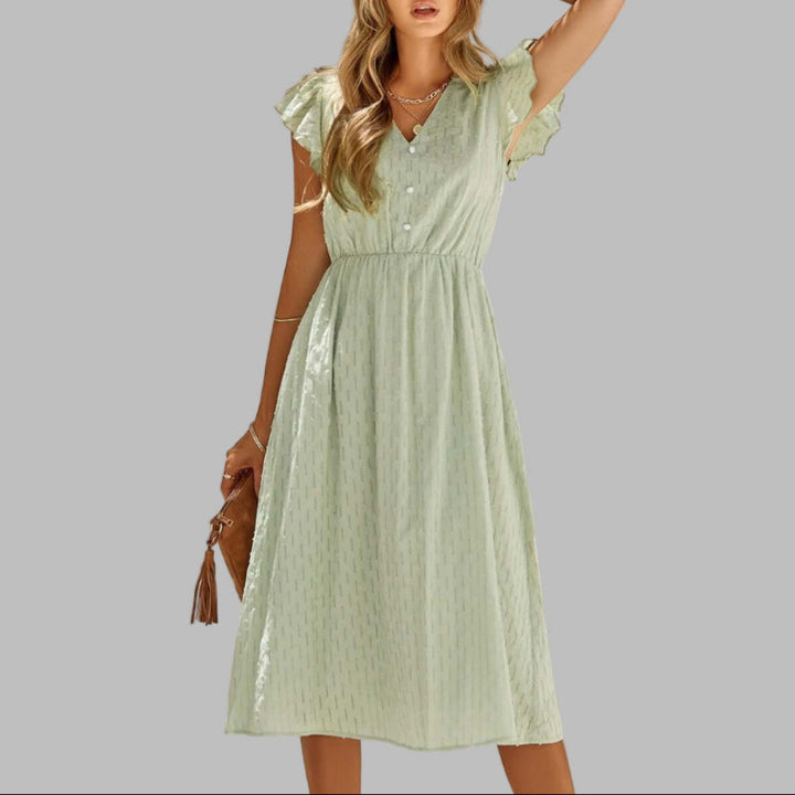 Naisten Virtaava V-Pääntie Ryppyinen Midi Mekko