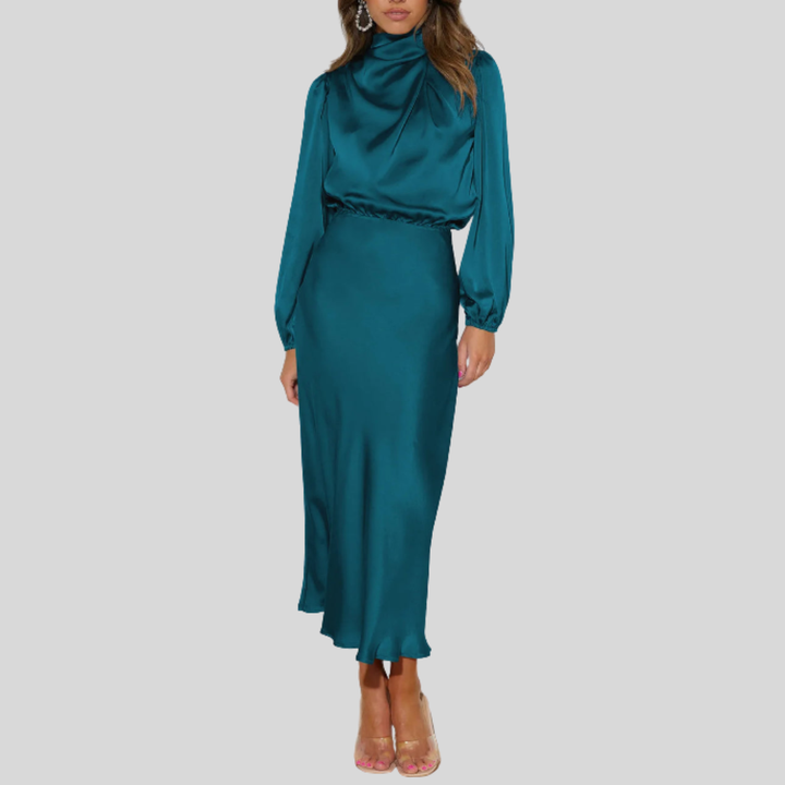 Elegantti satiini ilta mekko naisille