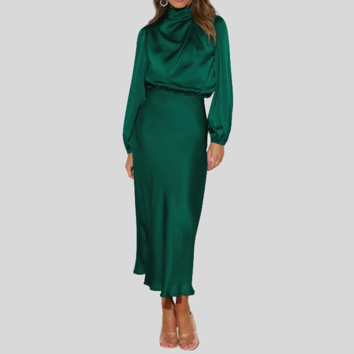 Elegantti satiini ilta mekko naisille