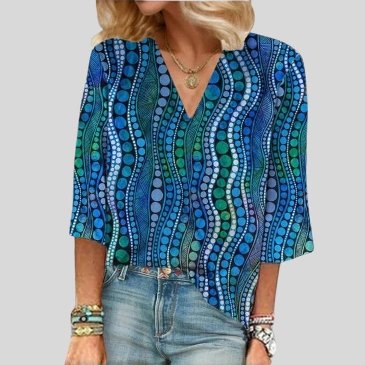 Abstrakti Pilkku Blouse Flattering V-kaula
