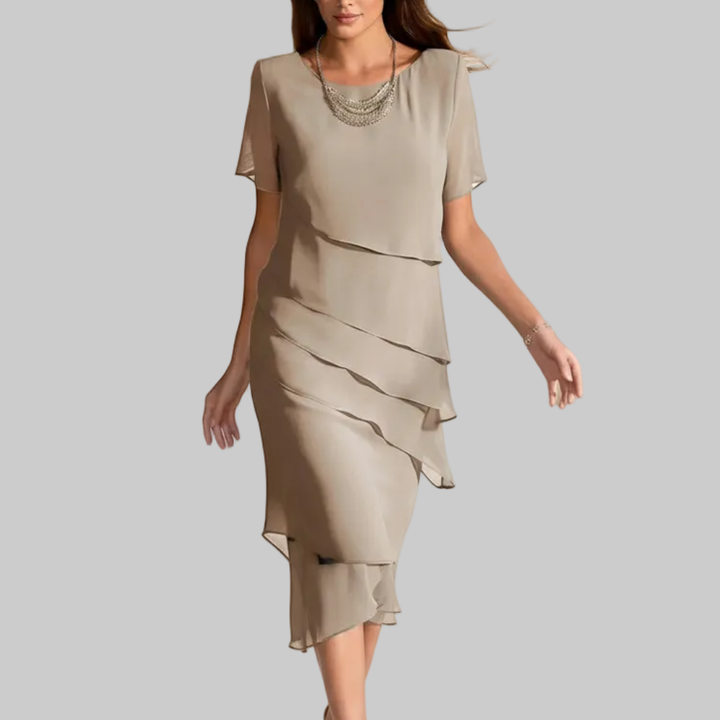 Luxe Chiffon Midi Mekko Naisille