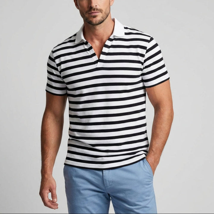 Retro Raidallinen Polo Paita Miehille