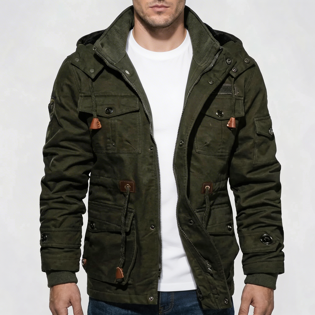 Fleece-vuorattu talvitakki miehille