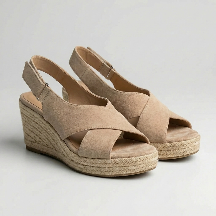 Naisten avonainen varvastoppa wedge espadrille sandaali
