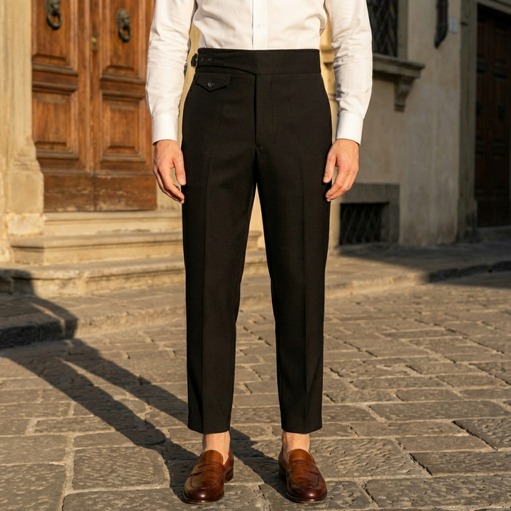 Pleated Suorat-Jalat Housut Miehille