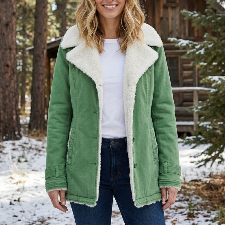 Fleece-vuorattu talvitakki naisille