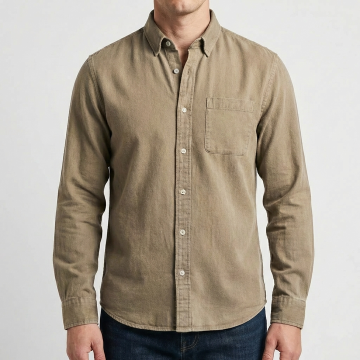 Pitkahihaiset Nappikaulus Rentoshirt