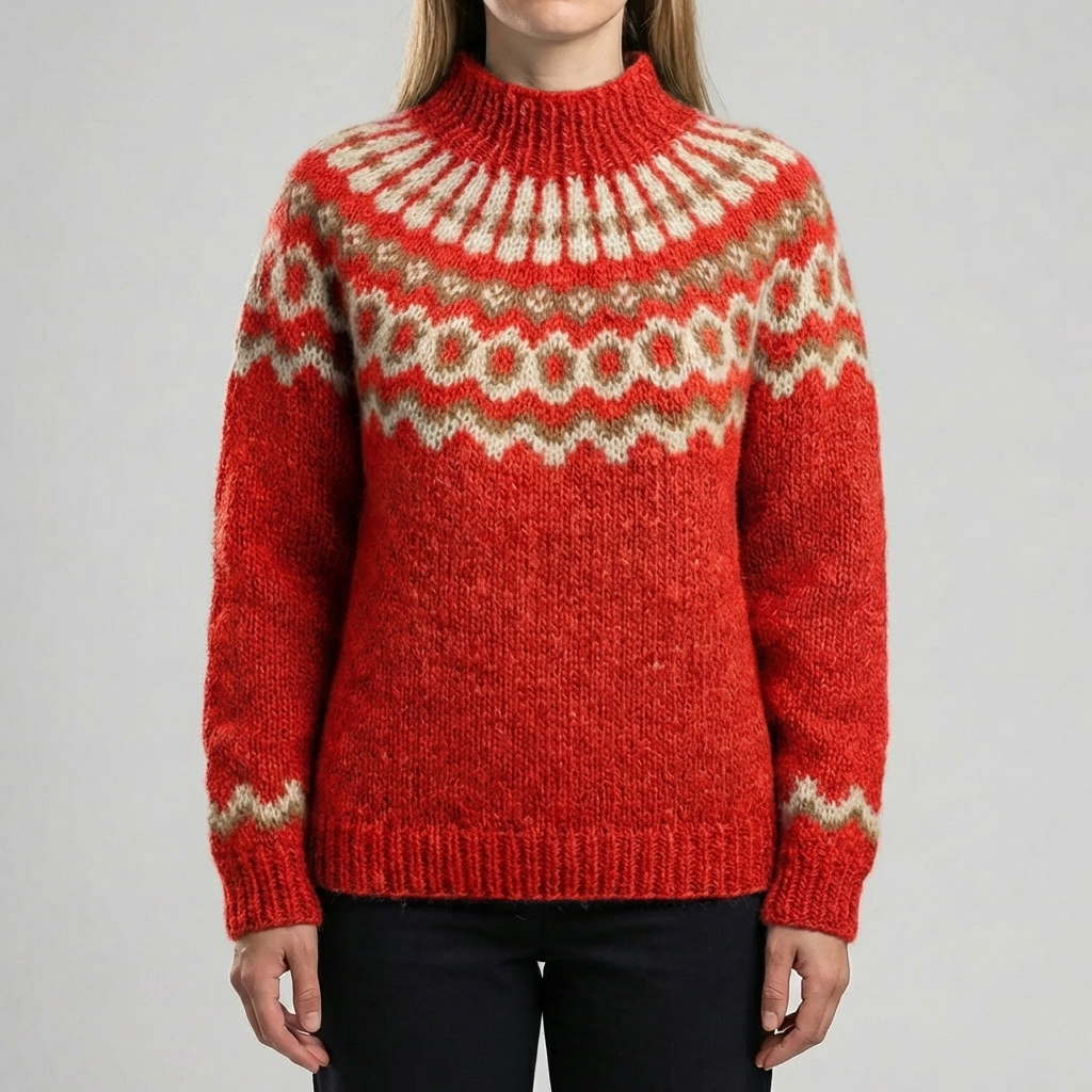 Pohjoismainen Fair Isle -kuvioitu neulepaita naisille