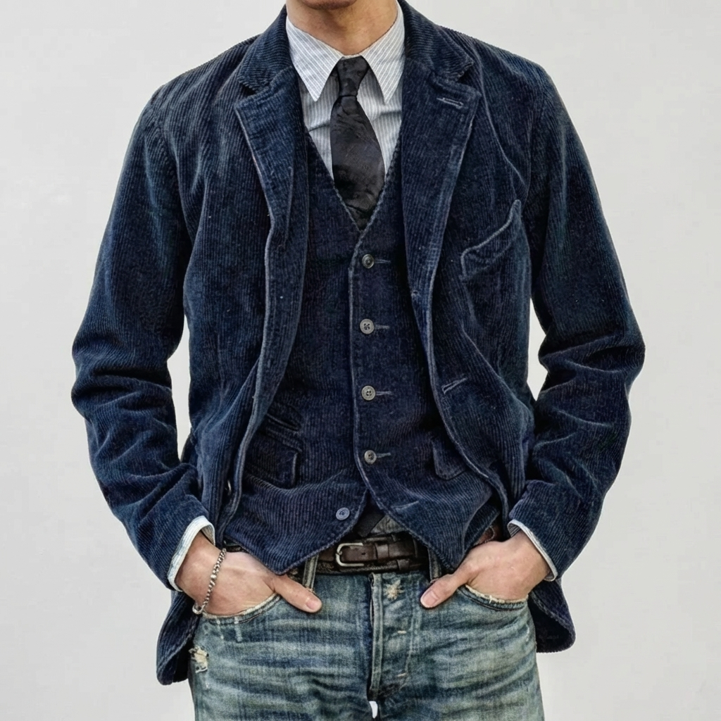 Tyylikäs Vintage Blazer ja Liivi Setti