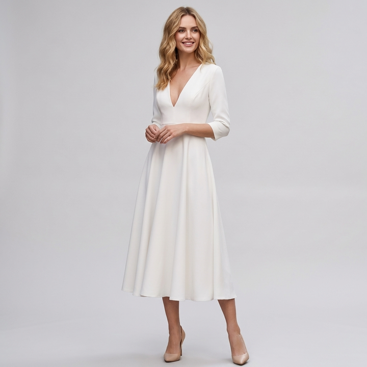 Elegantti Midi A-Linja Naisille Mekko