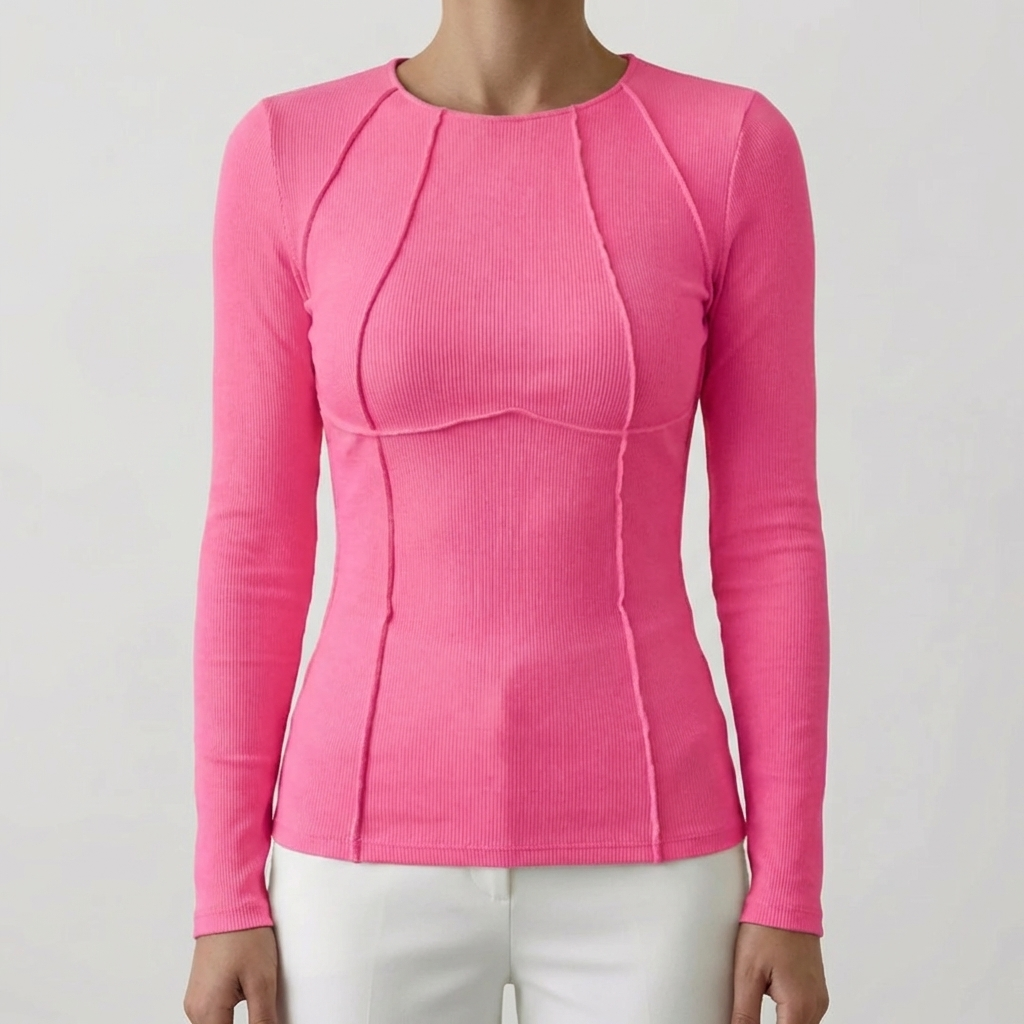 Sopiva ribattu pitkähihainen crop-top