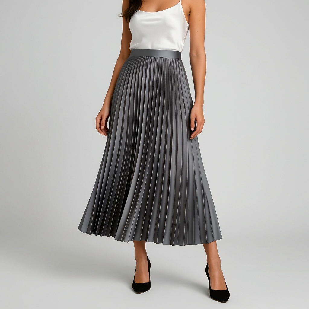 Satiini Pleated High-Waist Hame Naisille