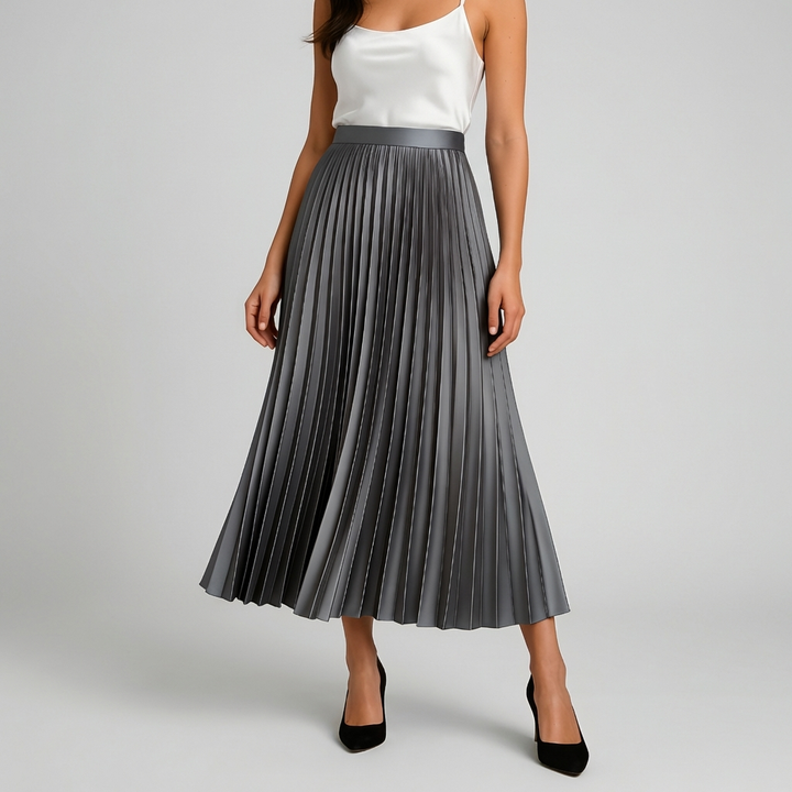 Satiini Pleated High-Waist Hame Naisille