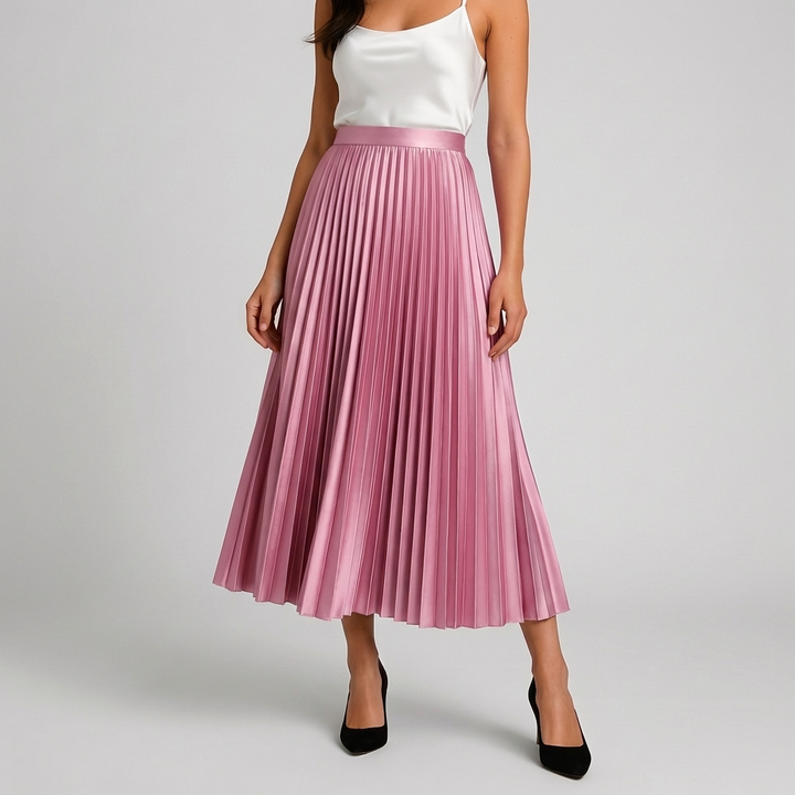 Satiini Pleated High-Waist Hame Naisille