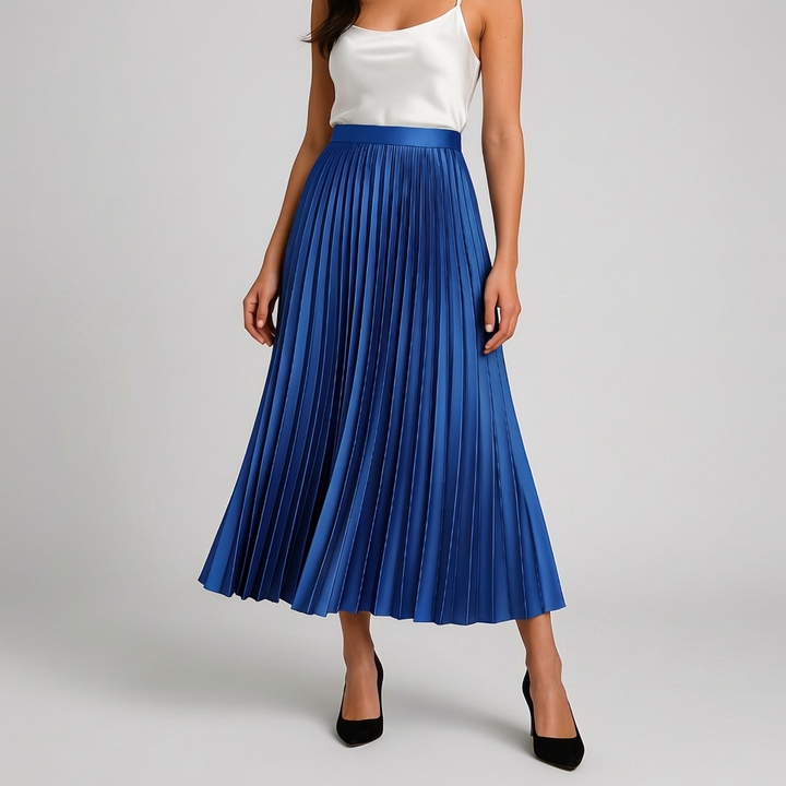 Satiini Pleated High-Waist Hame Naisille
