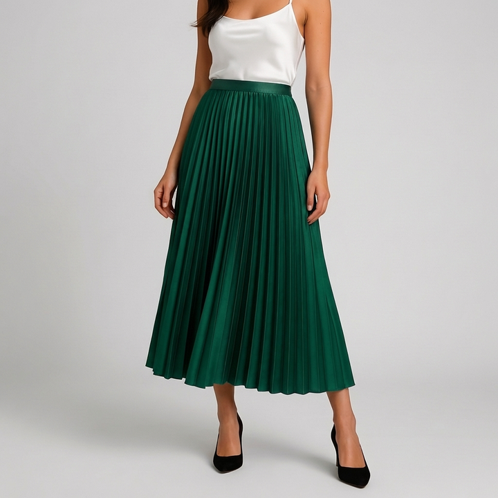 Satiini Pleated High-Waist Hame Naisille