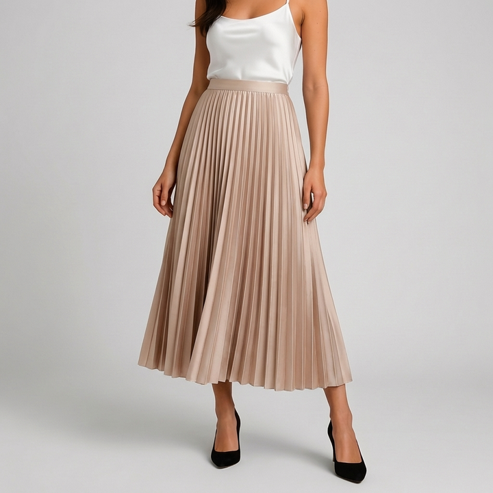 Satiini Pleated High-Waist Hame Naisille