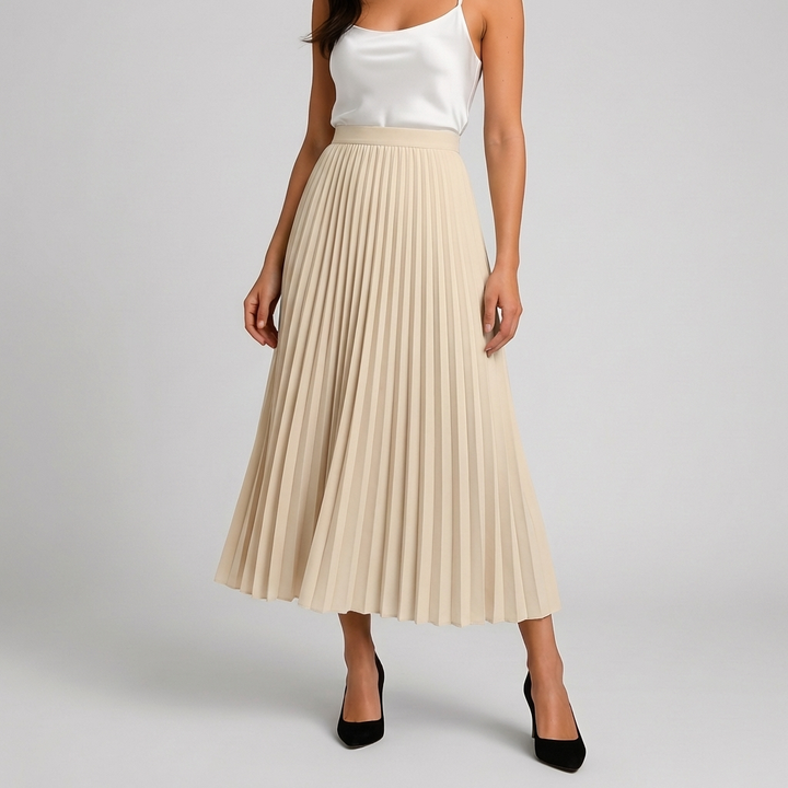 Satiini Pleated High-Waist Hame Naisille