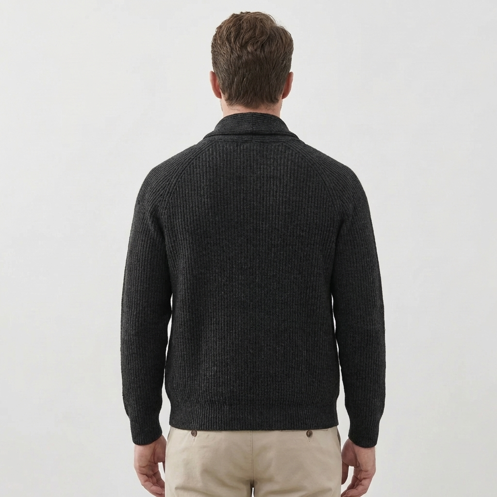 Shawl-kauluksellinen nappikiinnitteinen cardigan miehille