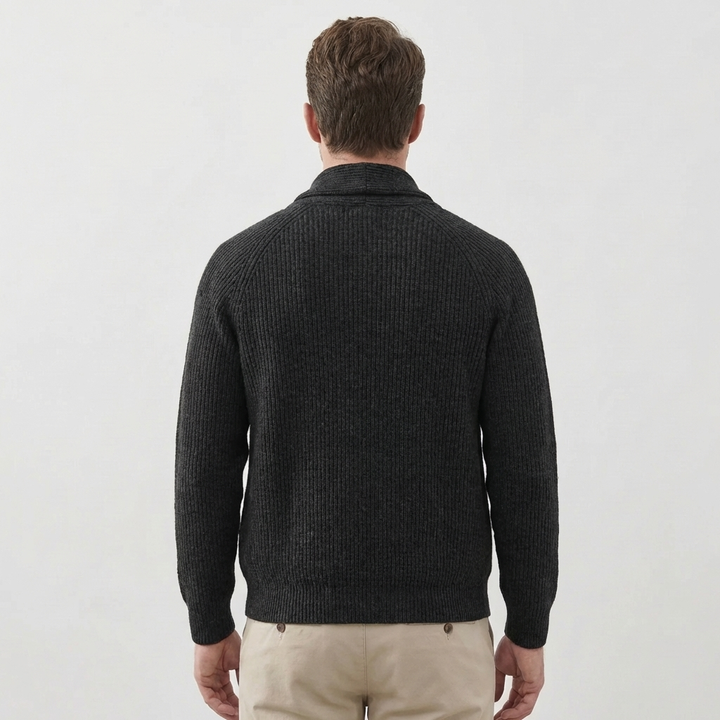 Shawl-kauluksellinen nappikiinnitteinen cardigan miehille