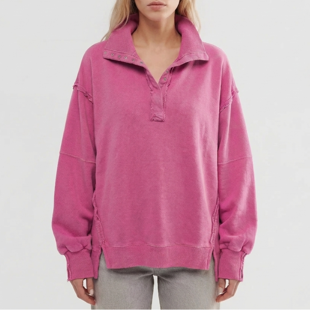Ylisuuri Henley-sweateri sivuhalkiolla naisille