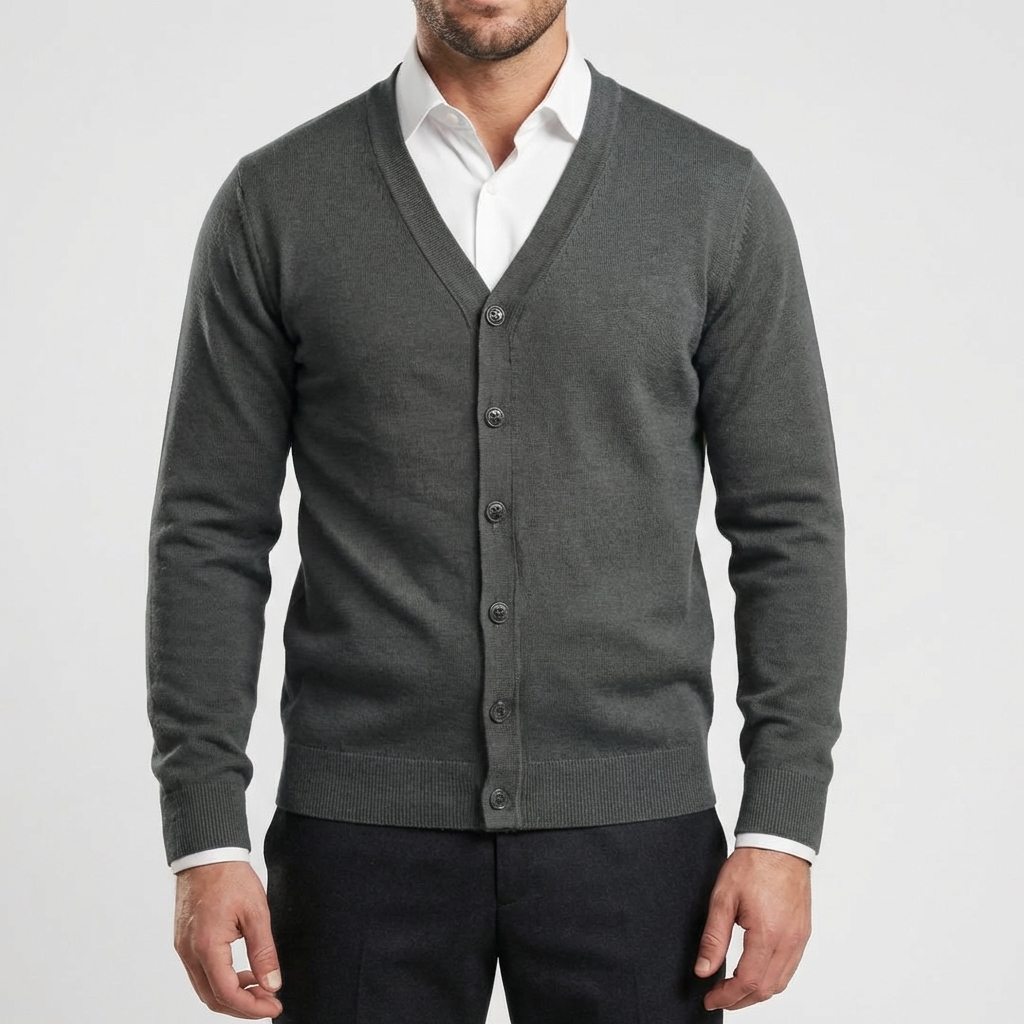 Nappi-Edessä V-Kaula Cardigan Miehille