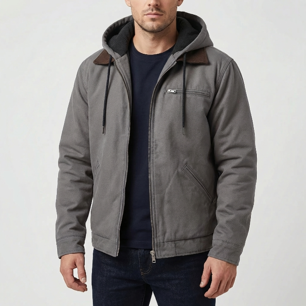 Fleece-vuorattu huppari miesten
