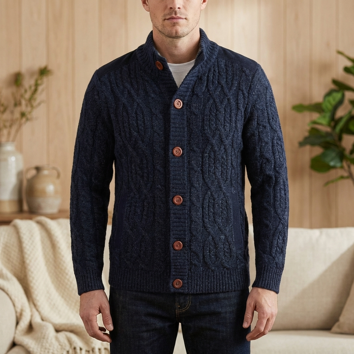 Villavuorattu kaapelikudottu cardigan