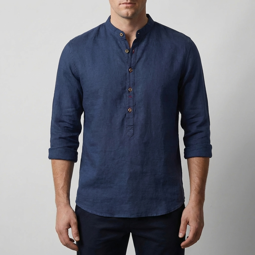Kaulukseton Henley-tyylinen pitkähiha-paita
