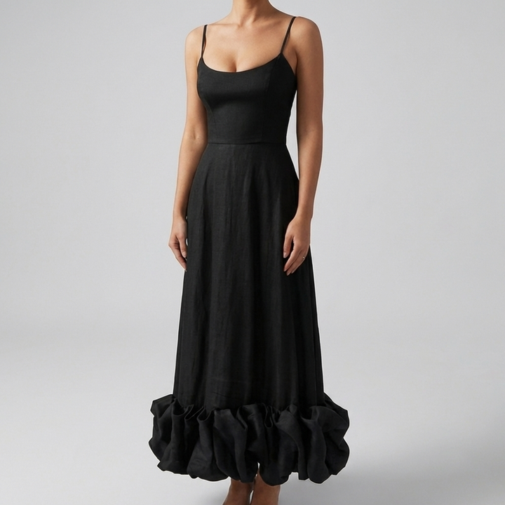Elegantti Midi Ilta Mekko Ruffleilla Naisille