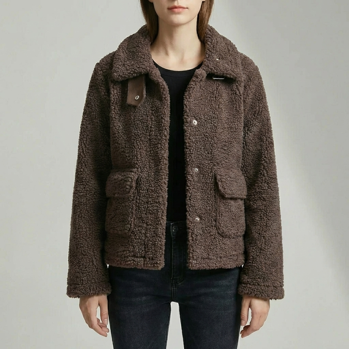 Lyhyt Karvainen Fleece Takki Läpällä