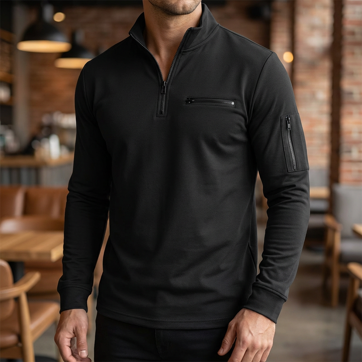Kevään Rintataskullinen Zip-Up Neule Miehille