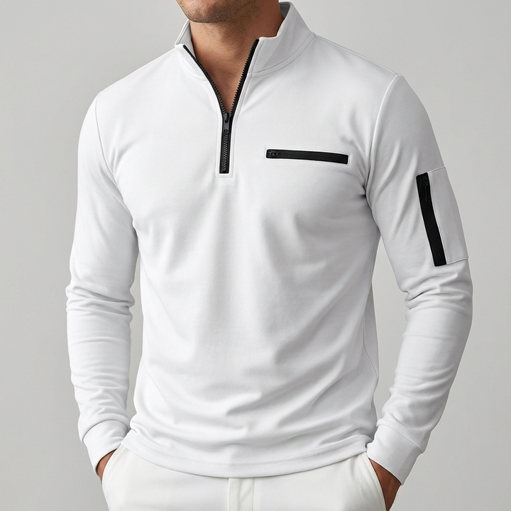 Kevään Rintataskullinen Zip-Up Neule Miehille