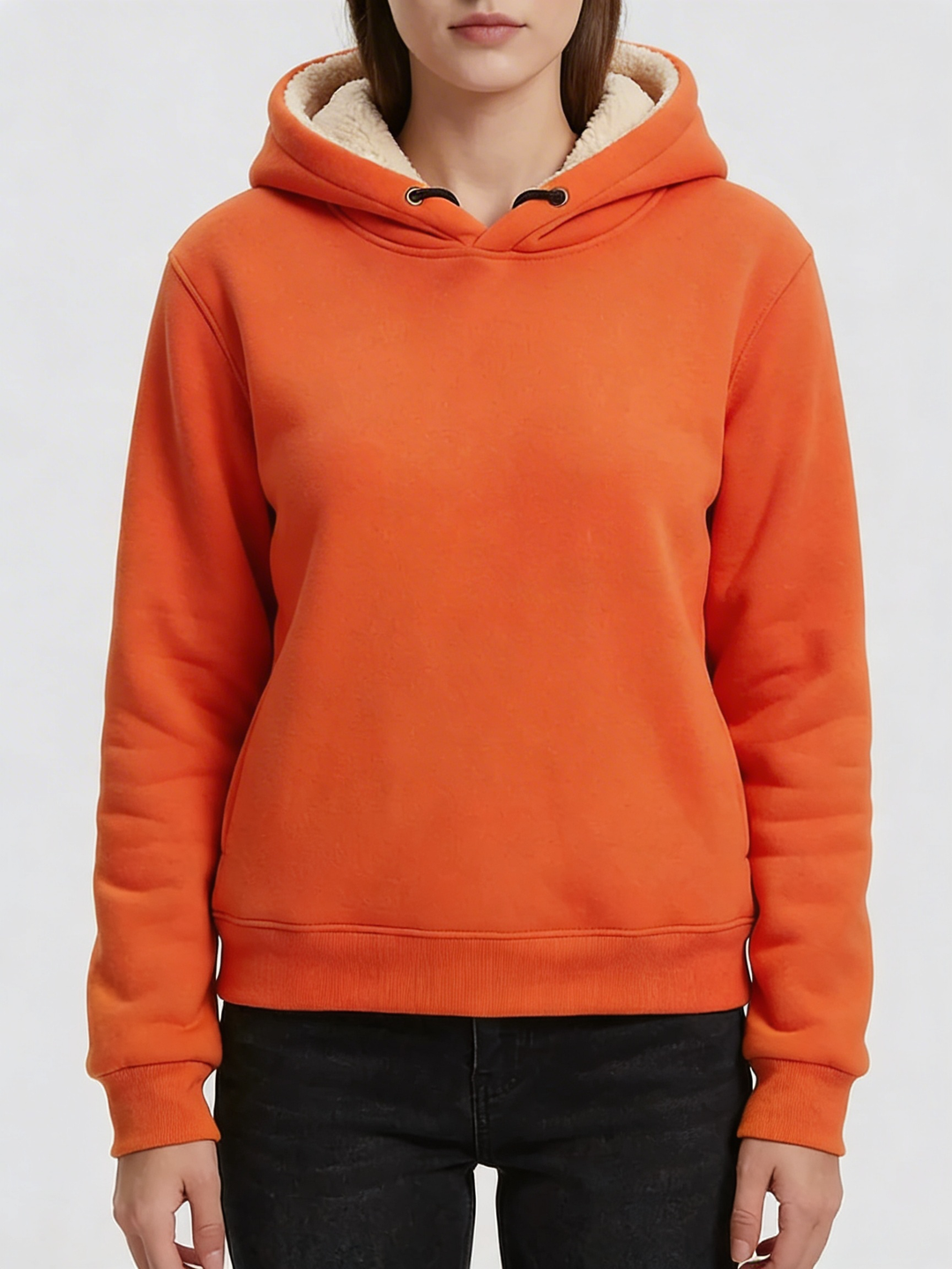 Fleece-Vuorattu Pullover Huppari Naisille