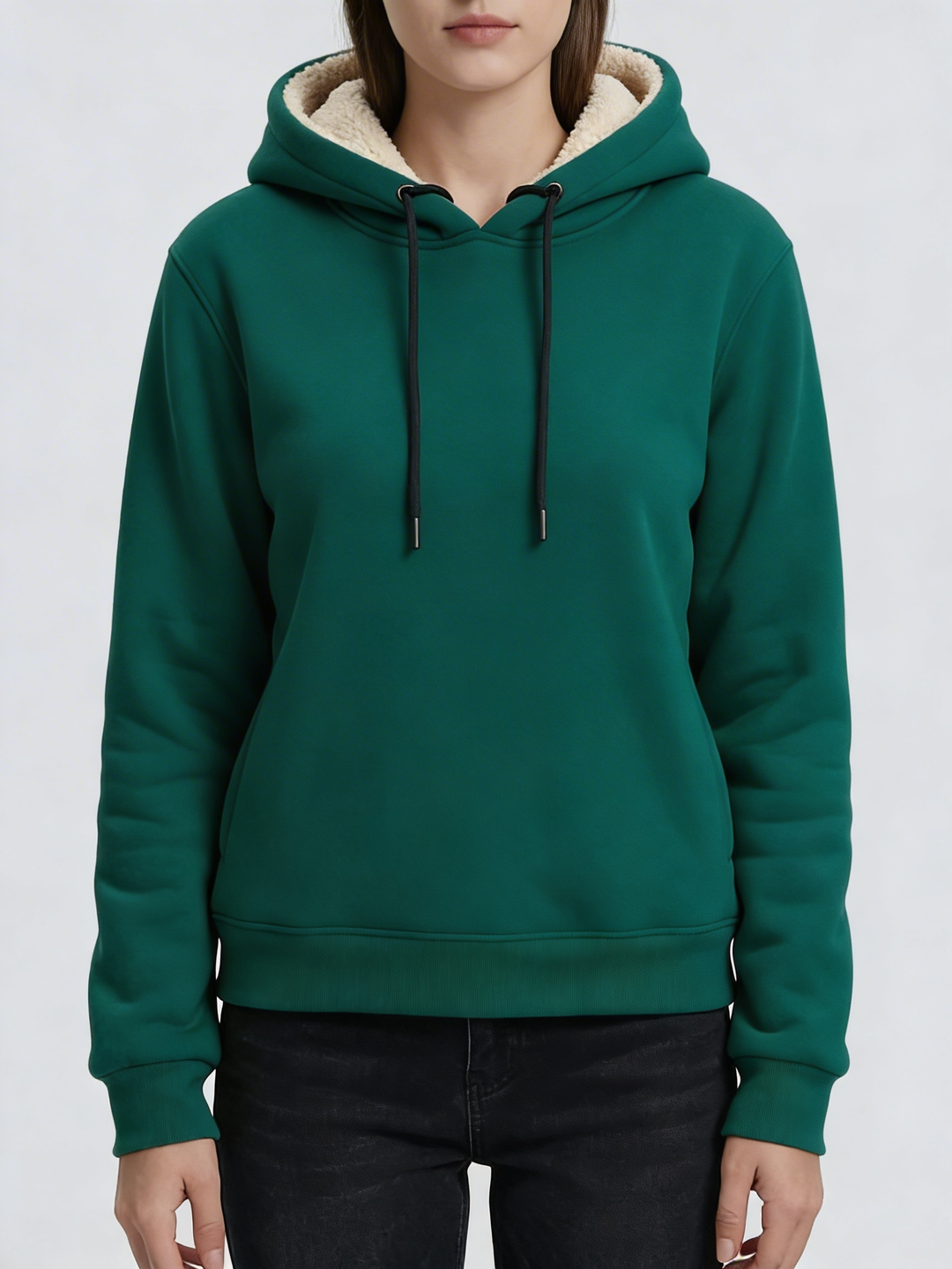 Fleece-Vuorattu Pullover Huppari Naisille