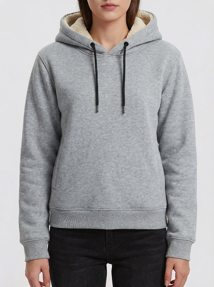 Fleece-Vuorattu Pullover Huppari Naisille