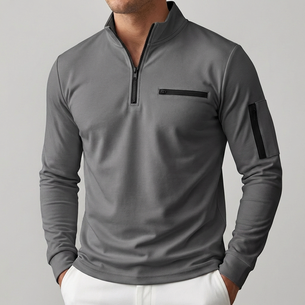 Kevään Rintataskullinen Zip-Up Neule Miehille