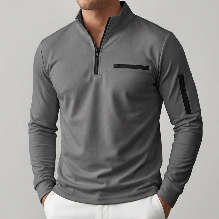 Kevään Rintataskullinen Zip-Up Neule Miehille