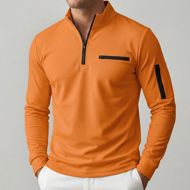 Kevään Rintataskullinen Zip-Up Neule Miehille