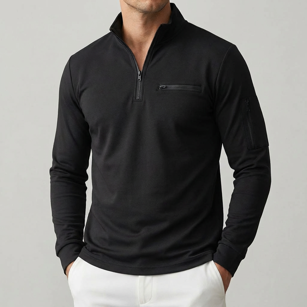 Kevään Rintataskullinen Zip-Up Neule Miehille