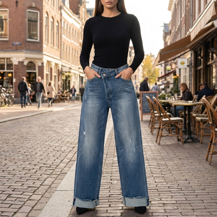 Mukavat Korkeavyöt Denim Housut