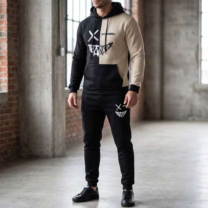 Graafinen Huppari & Jogger Setti Miehille