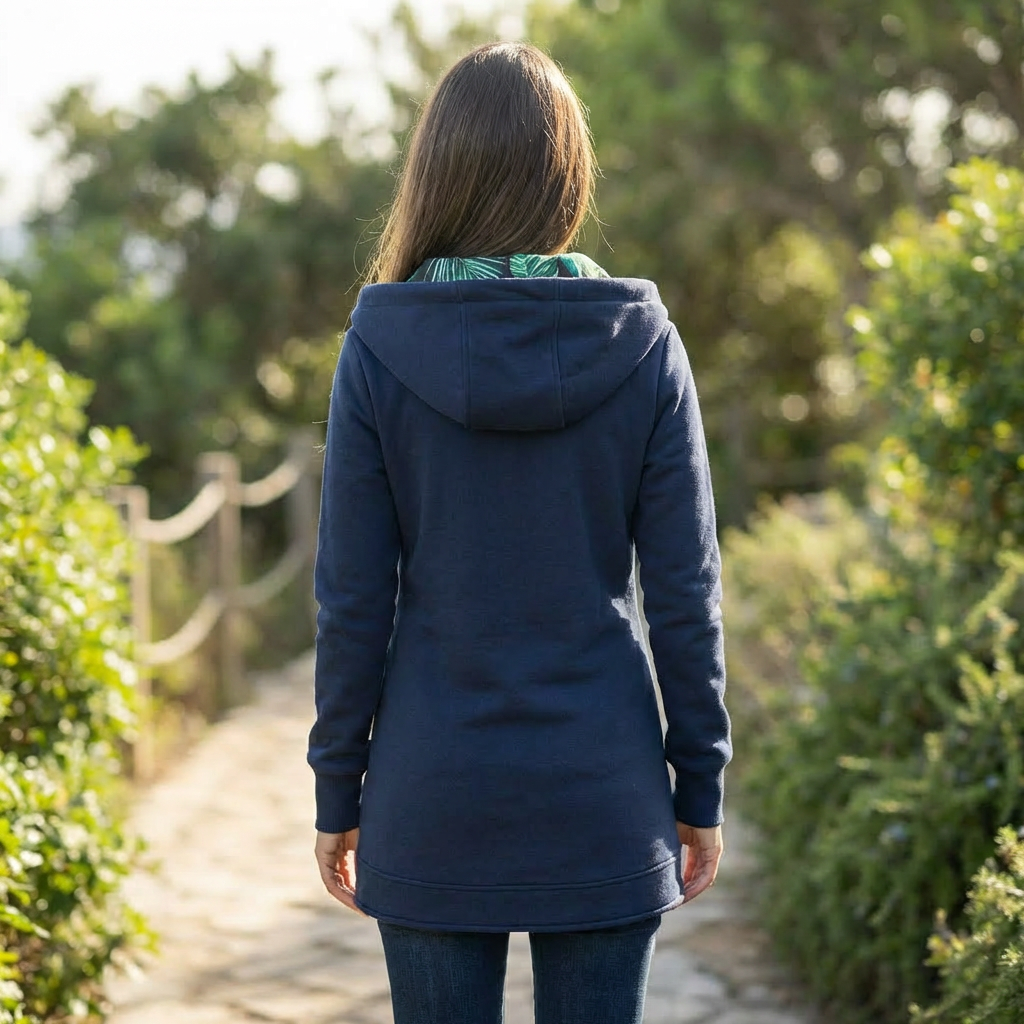 Tyylikäs Zip-Up Takki Hupulla Naisille
