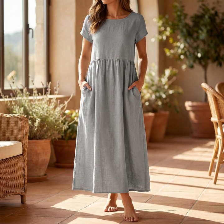 Naisten Vintage Puuvilla Linssi Maxi Mekko