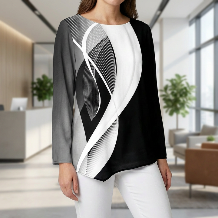 Moderni Geometrinen Tunika Pitkillä Hihoilla Naisille