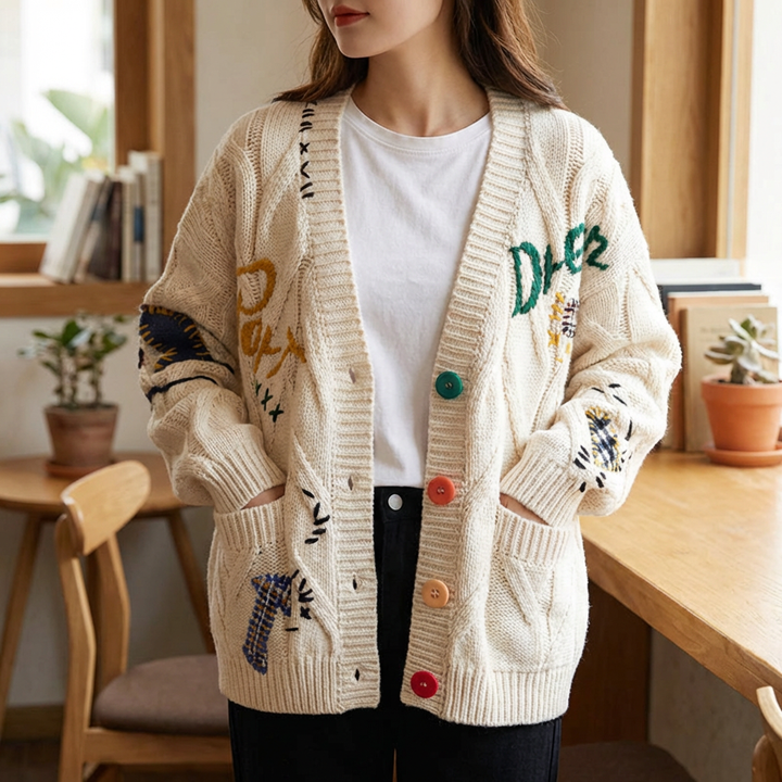 Neulottu V-paita Cardigan naisille