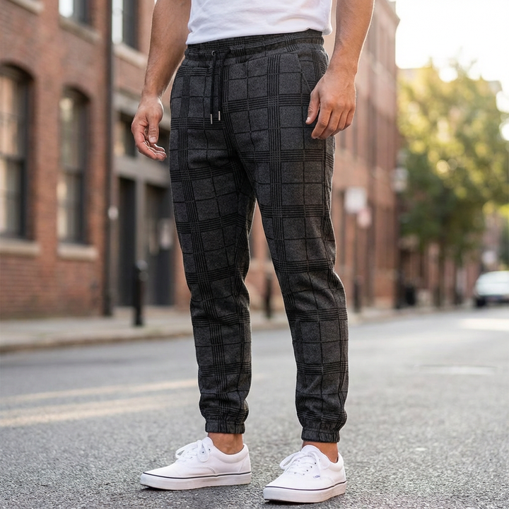 Ruudulliset Slim Fit Joggerit Miehille