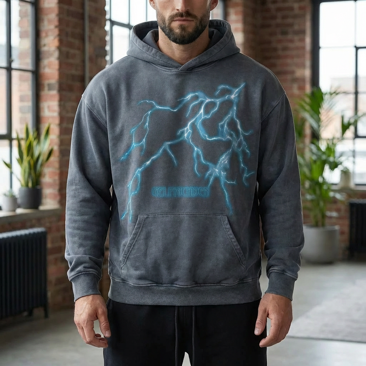 Ylisuuri graafinen pullover-huppari