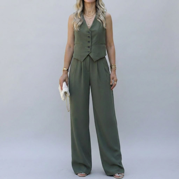Elegantti Hihaton Blazer Setti Naisille